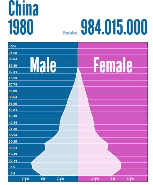 china population pyramid 1980